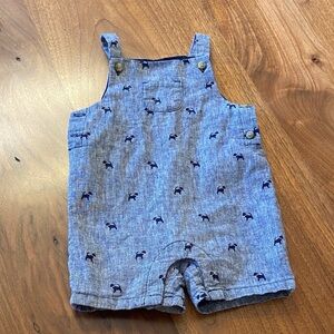 Janie and Jack Jack Baby linen dog overall 
Size 6-12 months